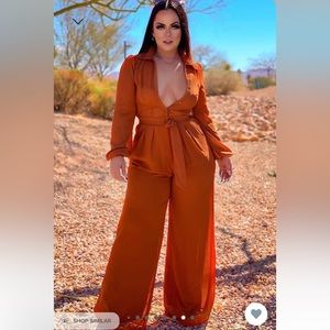 Fashion Nova orange jumpsuit Size: 1X